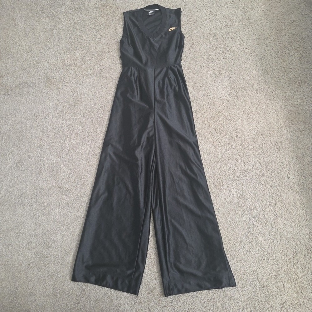 Nike Black Wide-Leg Jumpsuit with Gold Swoosh